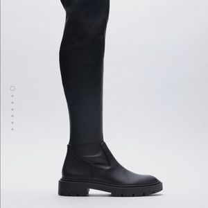 Zara thigh high faux leather boots